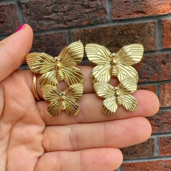 Butterfly Stainless Steel Gold Earrings - Picture 4 of 8